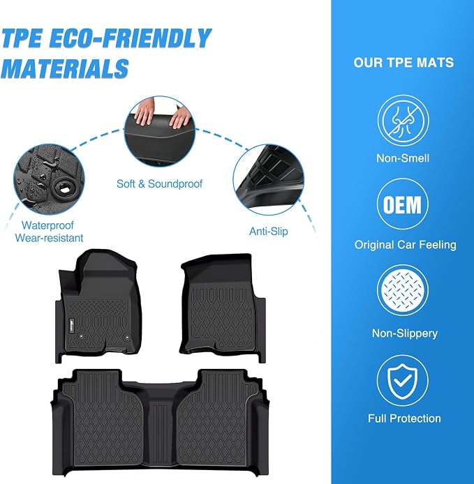 Nilight Floor Mats for Chevy Silverado GMC Sierra 1500 Crew Cab 2019-2026 | Silverado GMC Sierra 2500HD 3500HD 2020 2021 2022 2023 2024 2025 2026 All Weather Custom Fit Heavy Duty Floor Liners