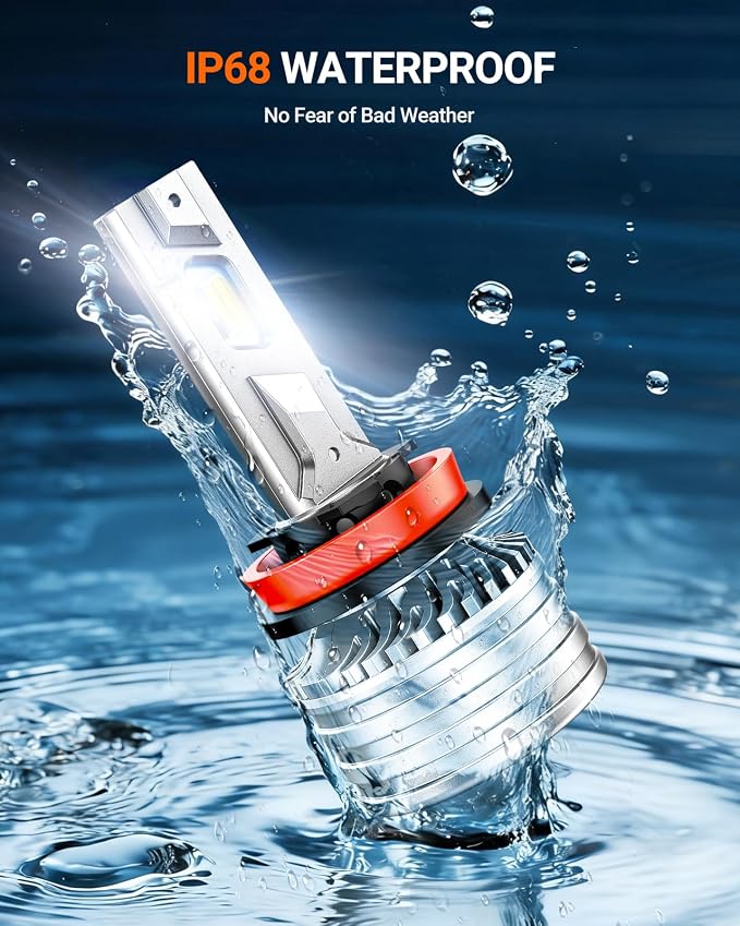 SEALIGHT H11 Bulbs, 90,000LM 1400% Brightness, H8 H9 H11 6500K Cool White LED Bulbs, IP68 Waterproof 70000Hrs Lifespan, No Flickering, 1Mins Installation, 2 Pack