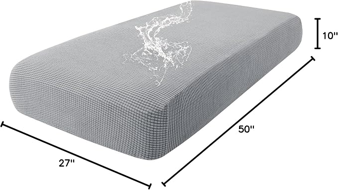 hyha Waterproof Couch Cushion Covers for Pets, Non Slip Sofa Seat Cover for Dogs Washable, Soft Thick Stretch Jacquard Fabric, Sofa Slipcovers with Elastic Bottom (1 Piece for Medium, Light Grey)