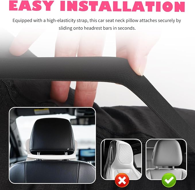 2PCS Soft Car Headrest Pillow,Ergonomic Car Neck Pillow (Gray) | for Driving Relief Neck Fatigue,Universal Cars Pillows Headrest for Cars Interior Accessories with Detachable Cover