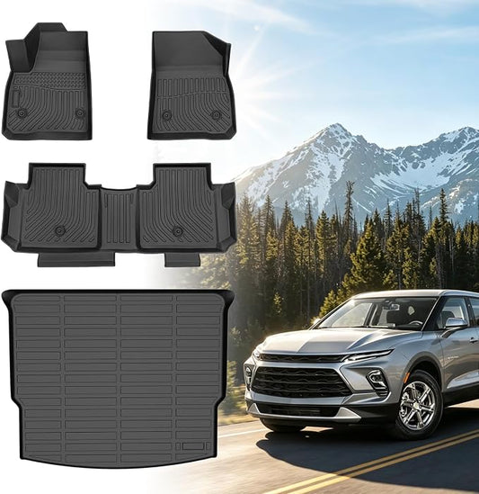 Floor Mats for Chevy Blazer 2019-2026, for Chevrolet Blazer Gas | for Blazer Gas Base/L/LS/LT/Premier/RS, TPE All Weather Blazer Floor Mats, Non-Slip Waterproof 1st & 2nd Row & Cargo Liner