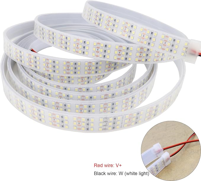 LEDENET 16.4Ft Super Bright Triple Row LED Strip Lights, Daylight White 6000K DC12V 1800LEDs Dimmable Flexible Truck LED Tape Lights, Outdoor Waterproof IP67 Wheel Light Strips