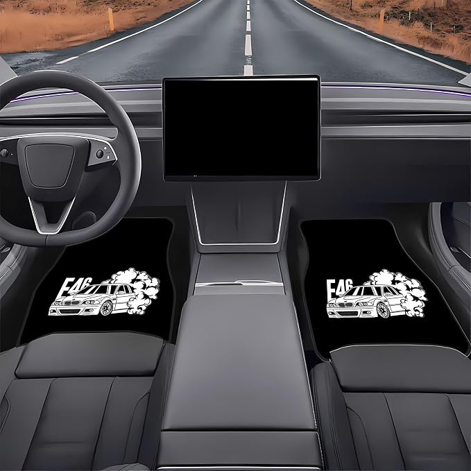 Universal Fit Car Floor Mats Set of 4Pcs, E46 Car Print All-Weather Front Rear Car Carpet Mats, Non-Slip Car Floor Mat Car Accessories for Automotive Trucks SUV Sedans Vans