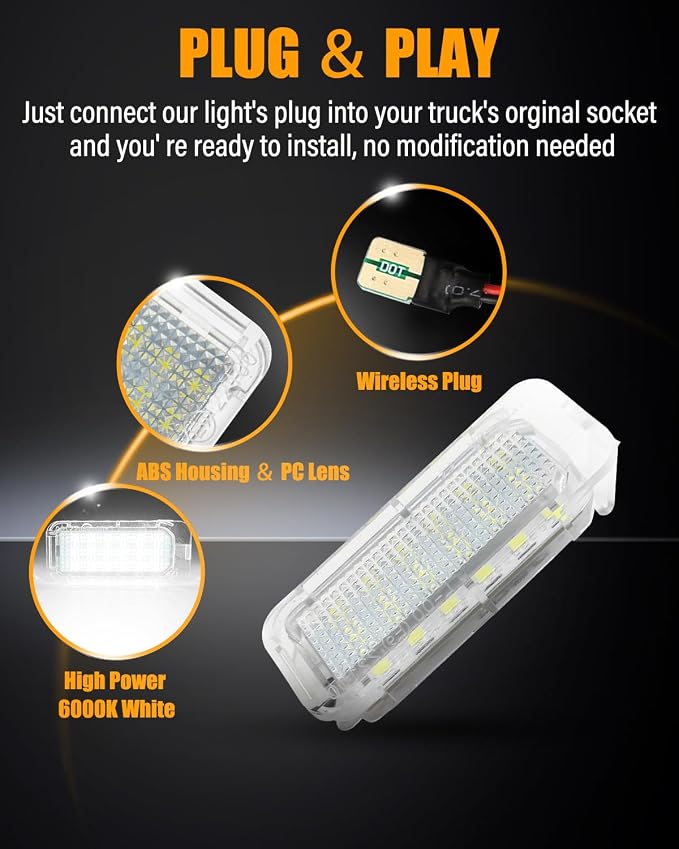 LESAUCE LED License Plate Light for Ford Escape Expedition Exolorer Fusion Fiesta Police SSV Lincoln, 6000K White, IP68 Waterprooof, Tag Lamp Assembly Replacement, Pack of 2