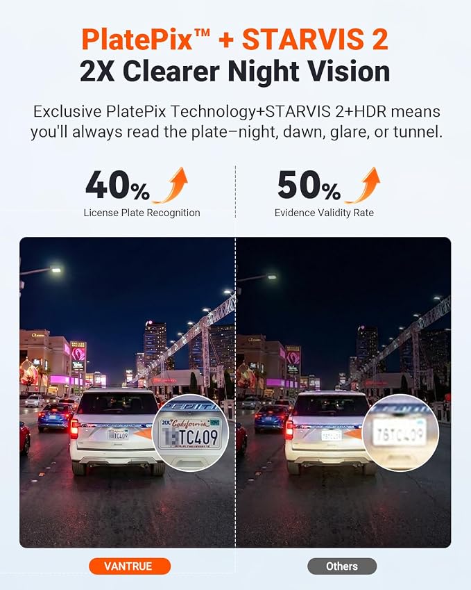 Vantrue New N4S 3 Channel Dash Cam, STARVIS 2 Night Vision, Front Rear Inside Dashcam for Cars, Front and Rear Dual Channel, PlatePix Tech, Parking Mode, Wi-Fi, GPS, 2" IPS, Support 1TB (RC18)