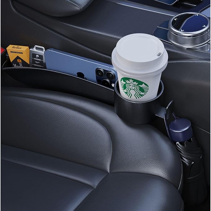 Car Seat Gap Filler Organizer 2 Pack, 4-in-1 Universal Car Seat Gap Plug with Cup Holder & Storage Hook, Front Seat Console Gap Stopper Prevents Dropping, Fits Most Cars SUVs Trucks (orange)