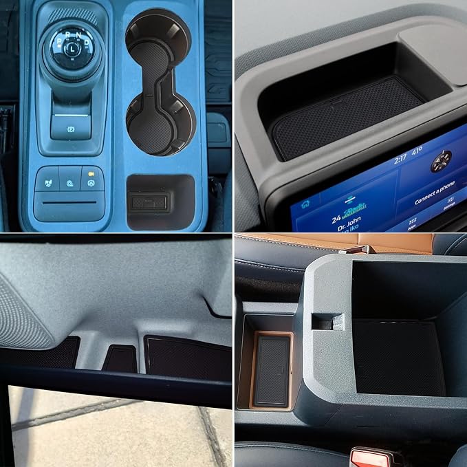 Center Console Liner Fit for Ford Maverick Accessories 2022-2024 2025 Cup Holder Insert Door Slot Coaster Interior Pocket Anti Dust Mat, Not for 2025 Model with Wireless Charger, 21pcs (Black)
