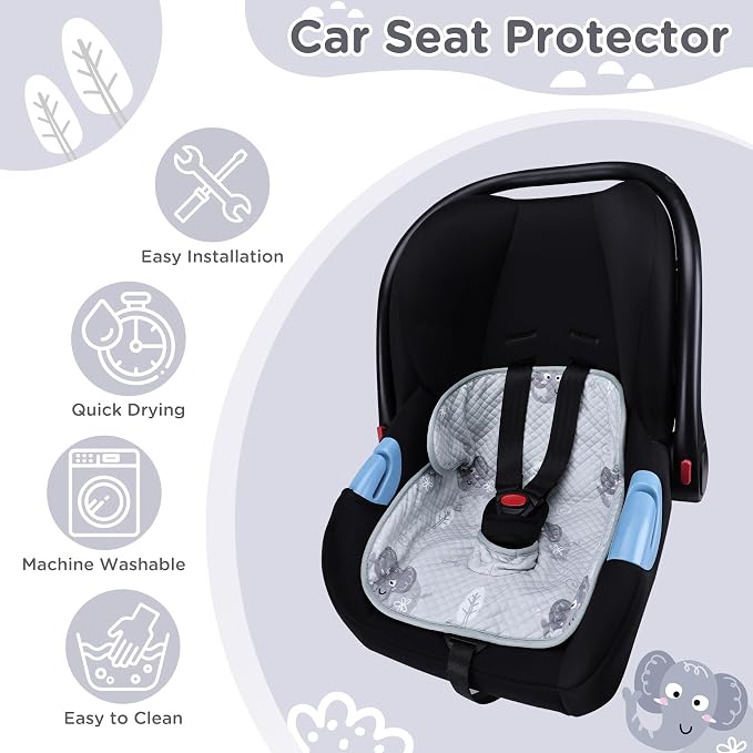 Piddle Pad Waterproof Car Seat Protector for Potty Training – Flat, Padding-Free Machine Washable Seat Cover for Spills & Potty Accidents – for Car Seat, High Chair -Grey