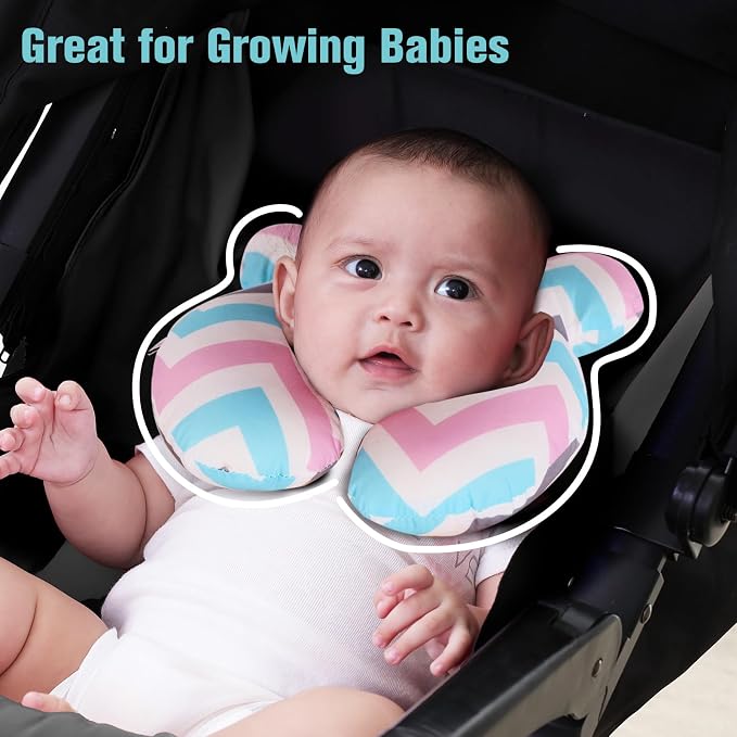 KAKIBLIN Baby Travel Pillow, Upgraded Baby Neck Pillows for Car Seat, Infant Neck Support Pillow for Head and Neck,Newborn Head Support for Car Seat,Pushchair