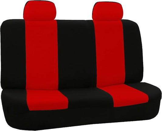 FH Group Car Seat Cover for Back Seat Cloth - Universal Fit Rear Seat Covers for Cars with Solid Bench,Car Seat Protector for Dogs and Kids,Car Interior Accessories for SUV, Sedan and Van Red