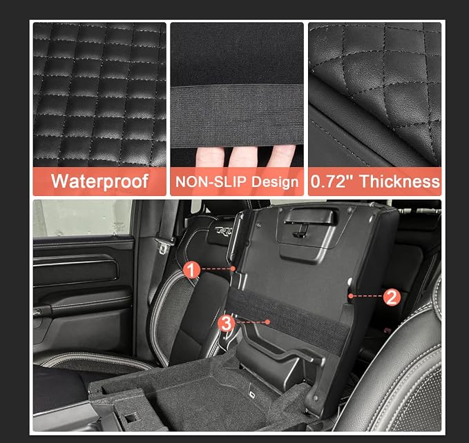LINOAH Center Console Cover for 2019-2026 Ram 1500 Center Console Cover, Armrest Cushion Pad Cover, PU Leather for 5th Ram 1500 Armrest Cushion Pad Cover Anti-Scratch for RAM 1500 Accessories