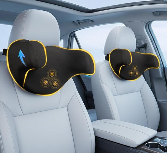 Lofty Aim 2 Pack Car Neck Pillow, Car Headrest Pillow | Ergonomic Memory Foam Headrest Pillow for Driving, Adjustable Neck Support Cushion, Head Rest Pillows for Car Seat, Black