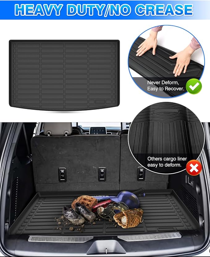 Cargo Liner for Chevy Suburban & GMC Yukon XL 2021-2025 2026, All Weather Cargo Mat for Suburban Accessories, Behind The 3rd Row Seats Trunk Mat, Heavy Duty Car Mats, Car Accessories