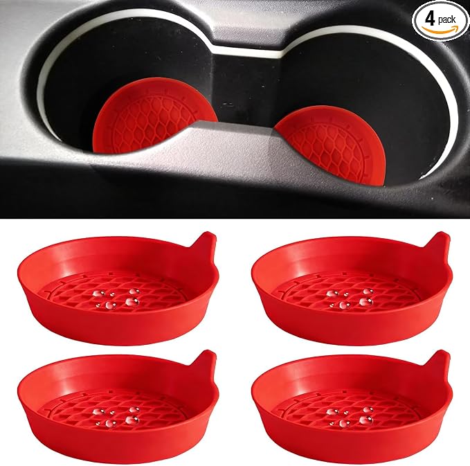 4 PCS Car Cup Coasters, Universal Cup Holder Coaster for Car Accessories, CupHolders Insert for Women Non-Slip Silicone Car Cup Holder Coasters