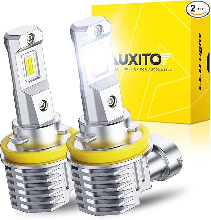 AUXITO H11 LED Bulb H8 H9 H16 80000LM 6500K Cool White, 22W Low Power Consumption, Plug-N-Play Non-Polarity Design, Perfect Beam Pattern for Fog Lights, Driving Lights, Replacement Bulbs Pack of 2