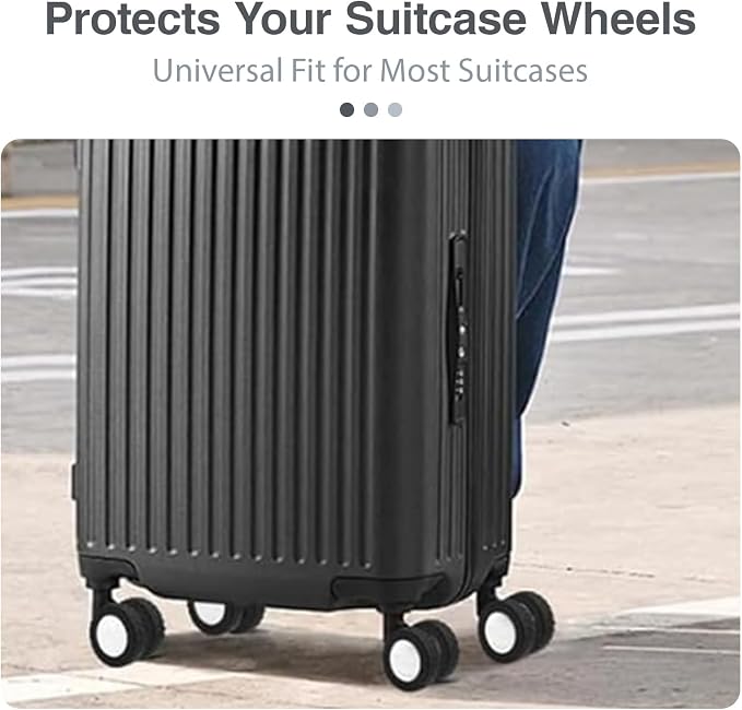 8 Pack Black Silicone Luggage Wheel Protectors Fits 1.9"-2.2" Spinner Carry On Wheels Noise Reducing Anti Slip Slip On Covers Protect Floors & Suitcase Wheels Lightweight Easy Wipe Clean