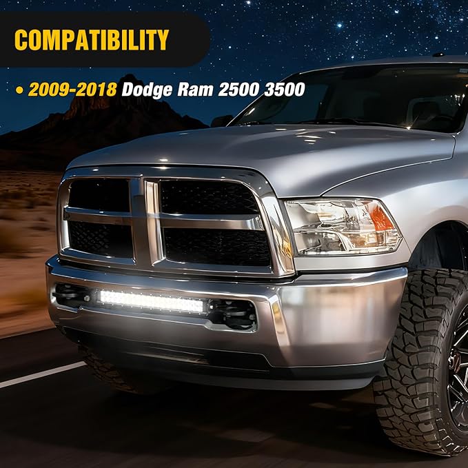 Nilight Front Lower Hidden Bumper Mounting Brackets for 20inch Straight LED Light Bar Compatible with 2009-2018 Dodge Ram 2500 3500