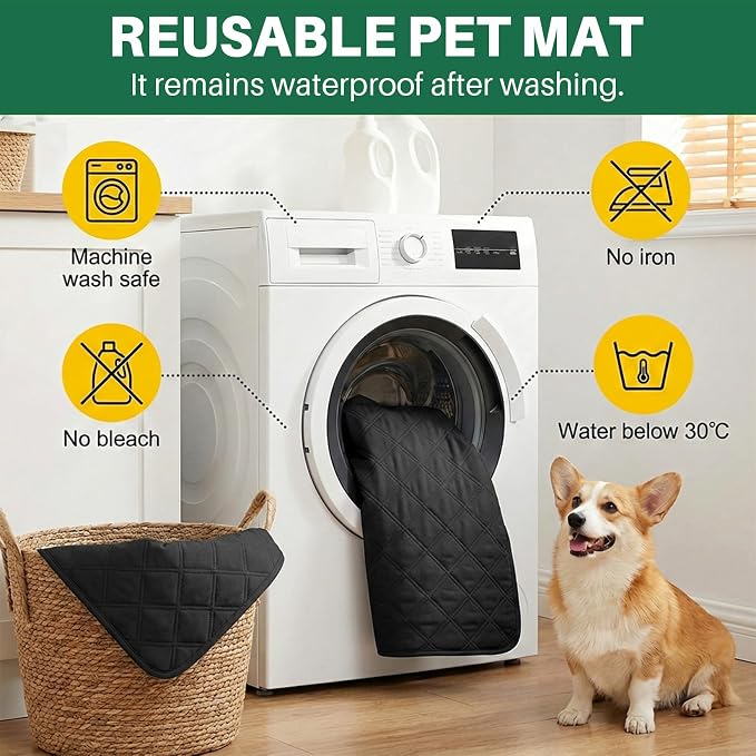 2 Pack Waterproof Chair Pads for Incontinence - Waterproof Seat Protector Pads 22" X 21", Resuable Washable Non-Slip Absorbent Chair Seat - Absorbent for Bed, Seat, Car, Wheelchair & Recliner