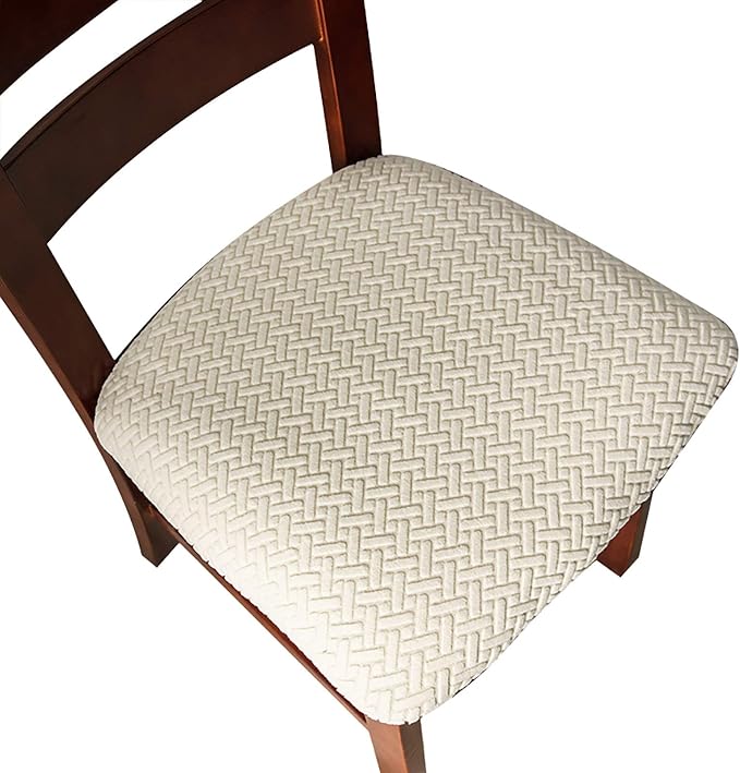 Genina Seat Covers for Dining Room Chair Seat Slipcovers Kitchen Chair Covers (Beige, 2 Pcs)