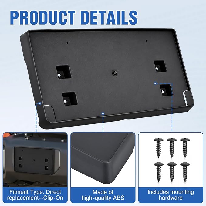 Nilight Front License Plate Frame Holder Mounting Bracket for 2018-2023 2024 2025 2026 Jeep Wrangler JL JLU & Gladiator JT Accessories Replace # 68295610AA CH1068150 Black only for Steel Bumper