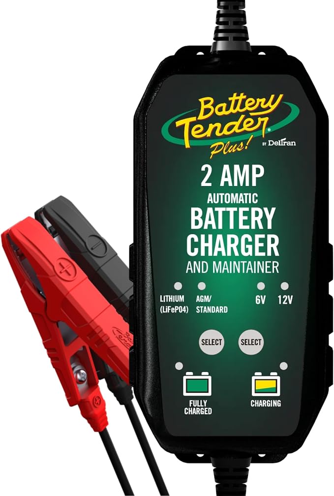 Battery Tender 6V/12V, 2 AMP Lead Acid & Lithium Selectable Battery Charger