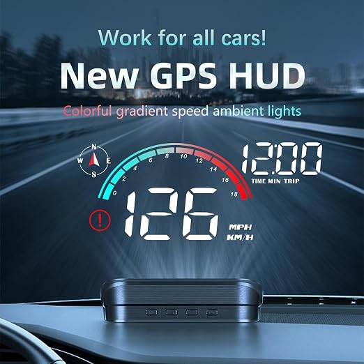 ARTILAURA Windshield GPS Speedometer Head Up Display HUD 3.5 Inches Digital GPS Speedometer Smart Gauge Overspeed,Compass, Mileage for Most Car Vehicles