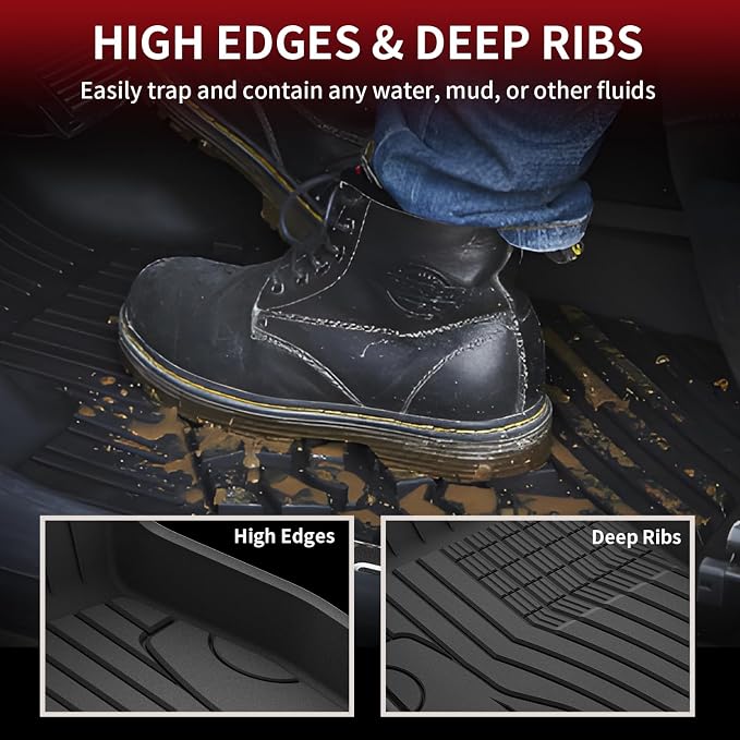 LASFIT Floor Mats for Mercedes Benz GLB 250/35 AMG (Fit 5 Seats) 2026 2025 2024 2023 2022 2021 2020, All Weather TPE Custom Fit Floor Liners for GLB250 & GLB35 AMG 1st & 2nd Row Car Mats, Black