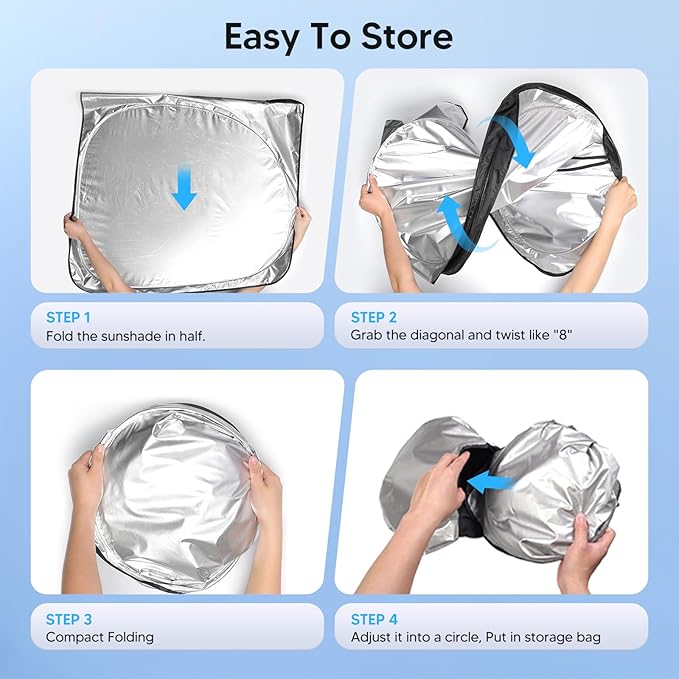 KUST Windshield Sun Shade for Toyota Prius C Accessories 2012-2019 Custom Fit Sunshade Foldable Sun Visor Protector Blocks UV Rays Keep Your Car Cooler