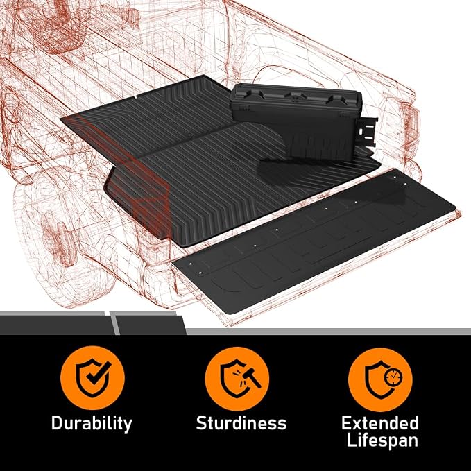 G-PLUS Truck Bed Mat Fit Chevy Silverado w/5'8" Bed | Fit GMC Sierra 1500 2014-2018,All Weather Protection,Non-Slip,Custom Fit Floor Cargo Liner,TPE Full Coverage