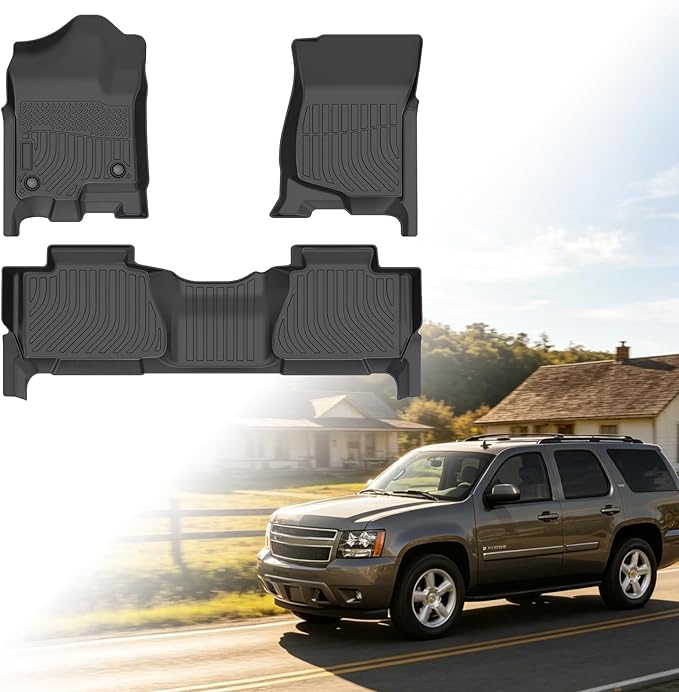 Floor Mats for Chevy Tahoe 2007-2014, ONLY 8seats, Front&Rear Row & Cargo | for GMC Yukon Bench(NOT fit XL), NOT for Hybrid, Tahoe Floor Mats, TPE Waterproof Summer Winter