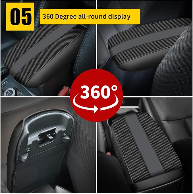 AOMSAZTO Console Covers for 2012-2015 Honda Civic Armrest Covers for Honda Civic Black with Carbon Fiber