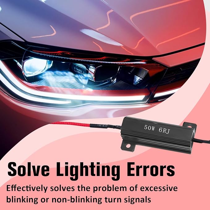 10Pcs 50W 6Ohm Load Resistors LED Turn Signal, LED Load Resistor Kit for Fix LED Bulb Fast Hyper Flash Turn Signal Blink Error Code (Black)