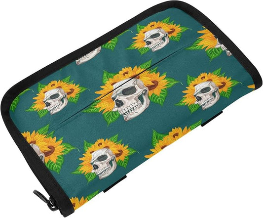 Skulls and Sunflowers Car Tissue Holder Car Visor Tissue Holder Sun Visor Tissue Box Hanging Napkin Case Holder for Car