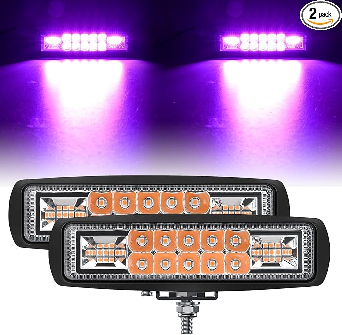 Nilight 6 Inch Purple LED Light Pods 2 PCS 60 W | Flood Spot Combo Beam Off Road Driving Decoration Neon Hunting Lighting for 12V 24V ATV UTV Pickup Truck Tractor
