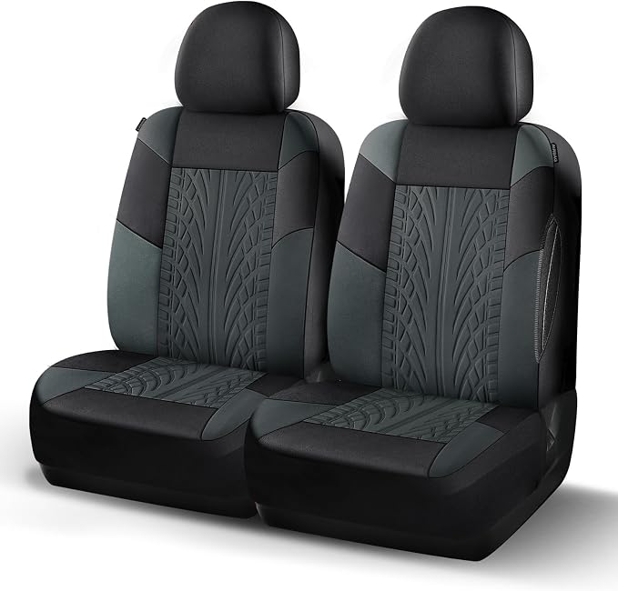 HChengkikz Front Car Seat Cover, Cloth and Washable (Black + Darkgray) | Breathable, Airbag compatible, Easy to Install, Universal Fit for Most Cars, Sedans, Truck, SUVs