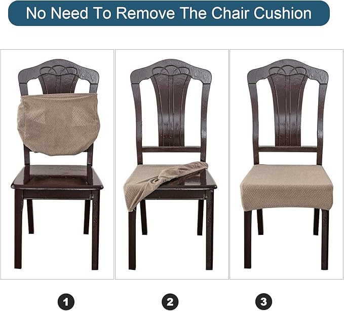 Genina Waterproof Seat Covers for Dining Room Chair Covers Waterproof Dining Chair Covers (4 PCS-Rear-gapped, Black)