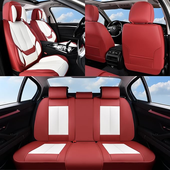 Coverado Car Seat Covers, Seat Covers for Cars, Waterproof Leather Auto Seat Protectors, Leather Car Seat Cushion, Car Interiors Accessories Universal Fit for Most Cars