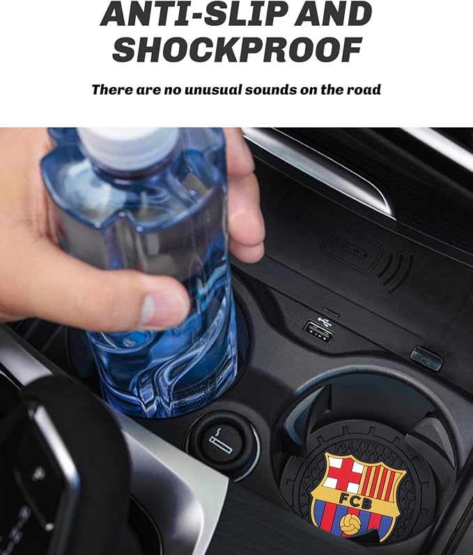 Cup Holder Insert Coaster for FC Barcelona UEFA Fans,Anti Slip Car Cup Coaster Interior Accessories