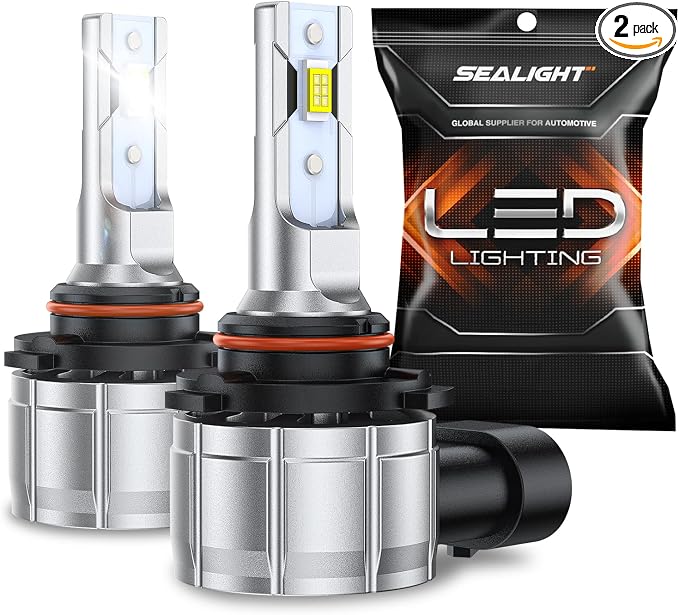 SEALIGHT 9006/HB4 LED Fog Light Bulbs or DRL, 600% Brightness 9006 LED Fog Lights LED Bulb for Car, 6500K Cool White Dual-row 7035 CSP Chips, 1:1 Halogen Mini Size, Pack of 2