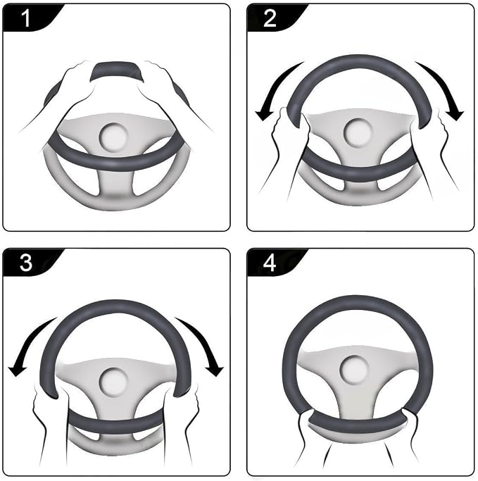 Car Steering Wheel Cover Universal 15 Inch Middle Size Auto Anti-Slip Leather Wheel Protector with Flower Grain Design White Style
