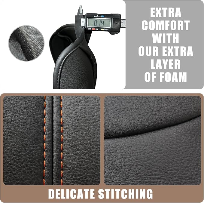 Muslogy Center Console Armrest Cover Fit for Honda Pilot 2023-2026, 2024-2026 Ridgeline/Passport Accessories, Comfort Armrest Pad Console Lid Cushion Vegan Leather Regular Thick(Black/Orange Trim)