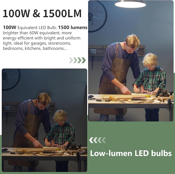 evelor 6-Packs A19 LED Light Bulbs,100 Watt Equivalent 2700K Soft Warm White Bright Bulbs Efficient 13W,1500 Lumens E26 Base, Non-Dimmable, 15000-Hour Lifespan for Bedroom, Living Room, Office