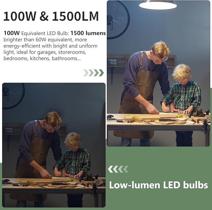 evelor 24-Packs A19 LED Light Bulbs,100 Watt Equivalent Daylight 5000K Bright Bulbs Efficient 13W,1500 Lumens E26 Base, Non-Dimmable, 15000-Hour Lifespan for Bedroom, Living Room, Office