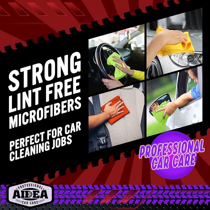 AIDEA Microfiber Cleaning Cloth, 200PK, Microfiber Towels for Cars, Shop Towels Cleaning Rags, Premium Wash Cloths, Absorbent Towel for SUVs, House, Kitchen, Window, Cleaning Supplies 12×12"