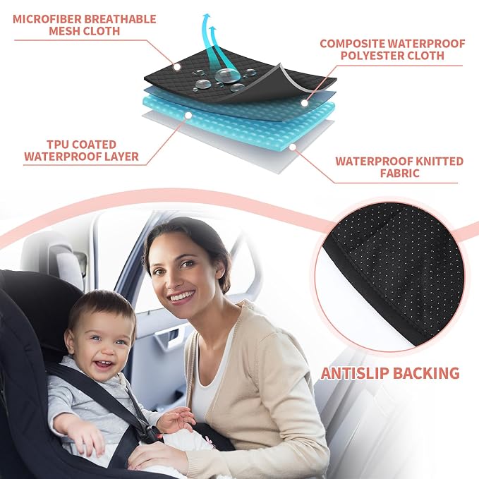 HunnmingRe 2 Pack Floral Car Seat Protector for Potty Training Waterproof Piddle Pad Cover from Spillages Nappy Leaks Toilet Training Anti Slip Backing Strollers Carseat Liner for Toddlers Babies