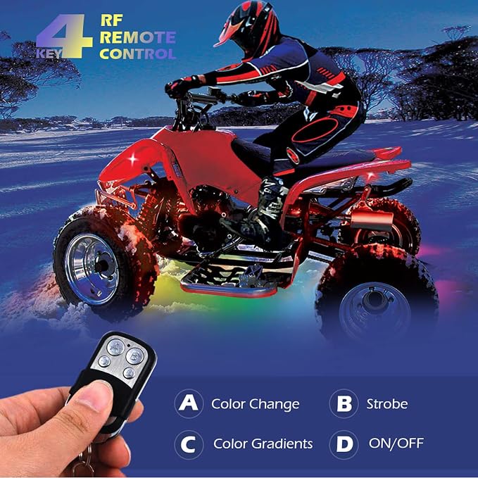 SHINIGHT 8 Pcs Motorcycle LED Light Kits, App Control Multicolor Waterproof Motorcycle LED Strip Lights with RF Remote, Music Sync & Multiple Scene Modes RGB LED Lights for Motorcycles