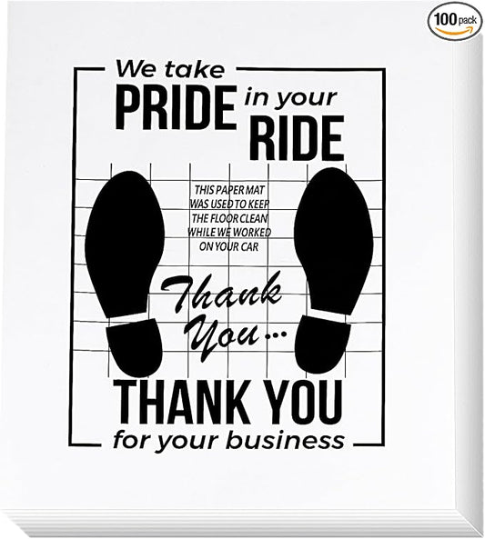 White Car Paper Floor Mats,100Pcs Vehicles Disposable Floor Pads,Temporary Cars Floor Protector,Automotive Mat Covers Protector,Detailing Detail Wash,Temporary Sticky 16x20inch