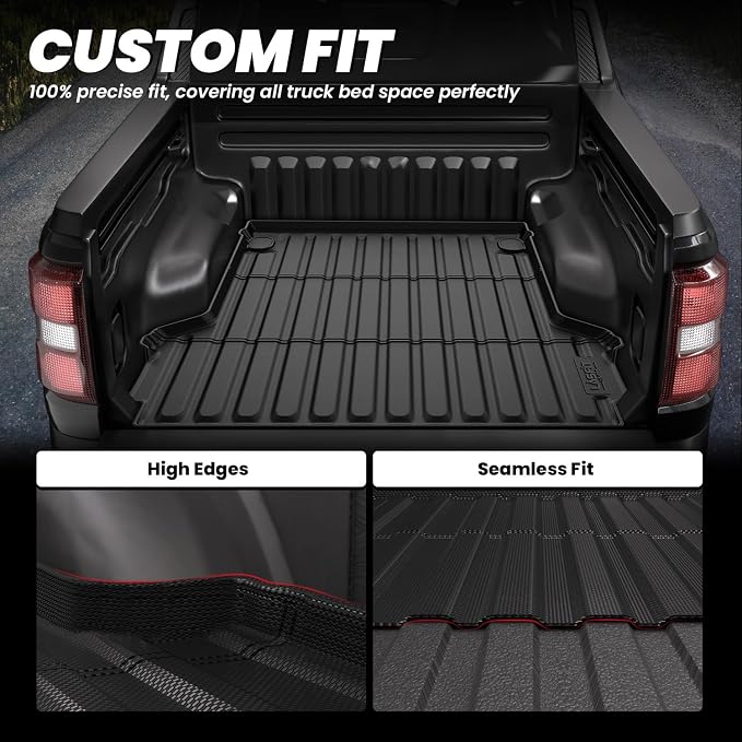 LASFIT Truck Bed Mat for Ford Maverick 2026 2025 2024 2023 2022 Hybrid & Gasoline TPE All Weather Truck Bed Liner Custom Fit Bed Mat(Not fit with Drop-in Bed Liner), 1PC Black