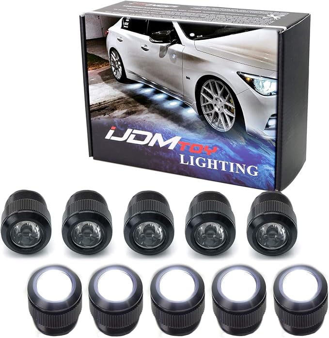 iJDMTOY 10pc Set Xeon White 30W High Power Flexible LED Lighting Kit Compatible With Car DRL/Driving Light or Undercar Puddle Ground Effect Lighting