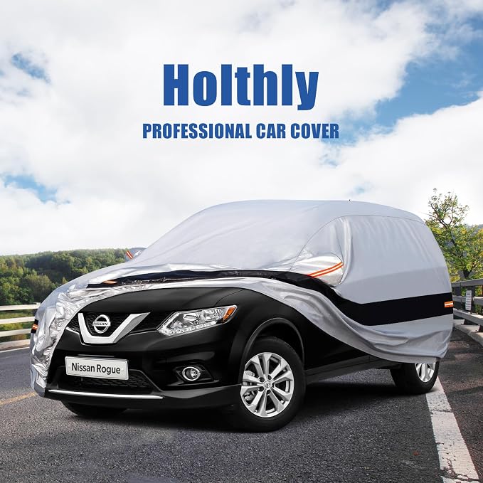 10 Layers SUV Car Cover Custom Fit for Nissan Rogue (2007-2024) Waterproof All Weather for Automobiles, Outdoor Full Cover Rain Sun UV Protection.Silver